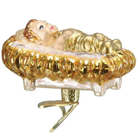 Discount Baby Jesus In Manger Ornament - Angels & Religious