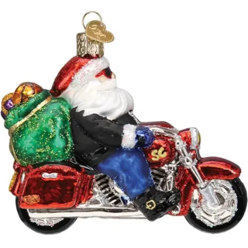 New Old World Christmas Biker Santa Ornament -