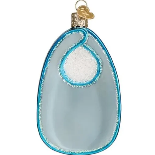 Fashion Blue Baby Bib Glass Ornament - Baby