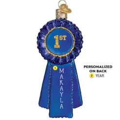 Clearance Blue Ribbon Ornament - School Days