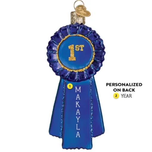 Clearance Blue Ribbon Ornament - School Days