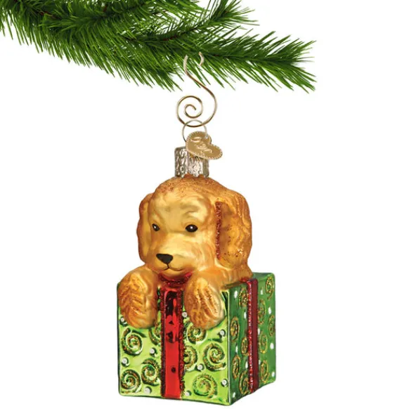 Best Sale Old World Christmas Doodle Puppy Surprise Ornament -