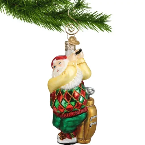 Fashion Old World Christmas Golfing Santa Ornament -