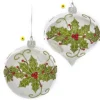 Hot Kurt Adler Holly Design Glass Bulb Ornament