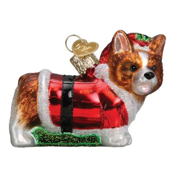 Hot Old World Christmas Holly Hat Corgi Puppy Ornament -