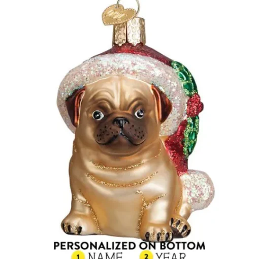 Online Old World Christmas Holly Hat Pug Ornament -