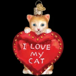Best Sale Old World Christmas I Love My Cat Heart Ornament -