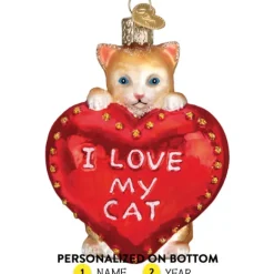 Best Sale Old World Christmas I Love My Cat Heart Ornament -