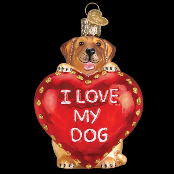 Hot Old World Christmas I Love My Dog Heart Ornament -
