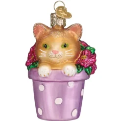 Fashion Kitten In Flower Pot Ornament - Garden, Birds & Insects