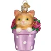 Clearance Kitten In Flower Pot Ornament - Animals