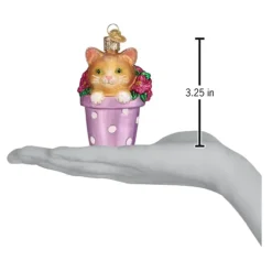 Clearance Kitten In Flower Pot Ornament - Animals