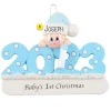 Cheap Personalized 2023 Dated Baby Boy's 1St Christmas Ornament Baby