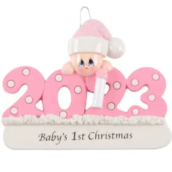 Clearance Personalized 2023 Dated Baby Girl's 1St Christmas Ornament Baby