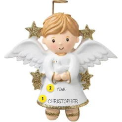 Best Personalized Angel Boy With Dove Ornament Angels & Religious