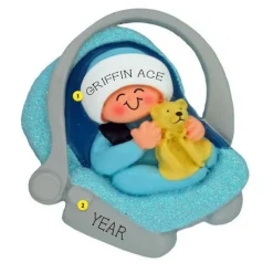 Sale Personalized Baby Boy In Carrier Ornament Baby