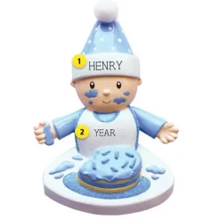 Flash Sale Personalized Baby Boy With Birthday Cake Ornament Growing Up