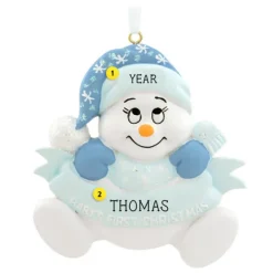 Cheap Personalized Baby Boy's 1St Christmas Snowbaby Ornament Baby