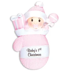 Online Personalized Baby Girl's 1St Christmas Mitten Ornament Baby