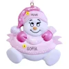 Cheap Personalized Baby Girl's 1St Christmas Snowbaby Ornament Baby