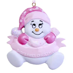 Cheap Personalized Baby Girl's 1St Christmas Snowbaby Ornament Baby