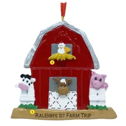 Cheap Personalized Barn With Animals Ornament Horse & Farm