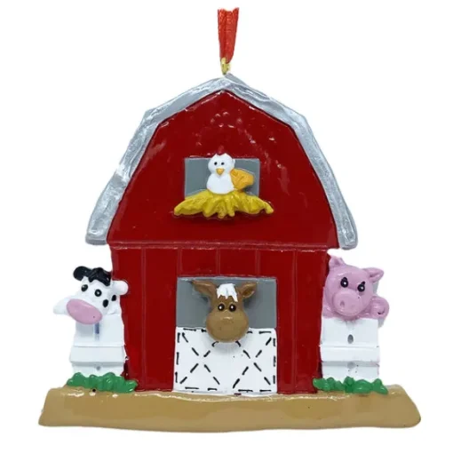 Cheap Personalized Barn With Animals Ornament Animals