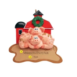 Fashion Personalized Barn With Pigs Ornament Couples