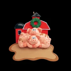 Fashion Personalized Barn With Pigs Ornament Couples