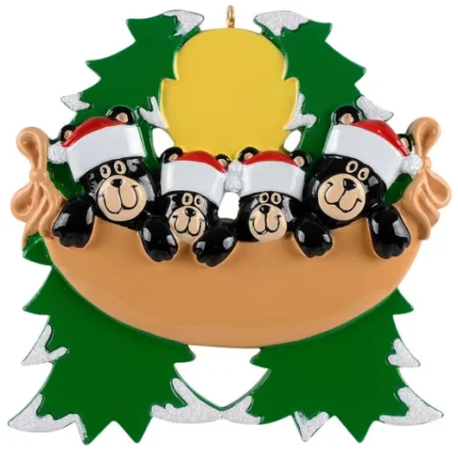 Outlet Rudolph & Me Personalized Bear Family Of 4 In A Hammock Ornament