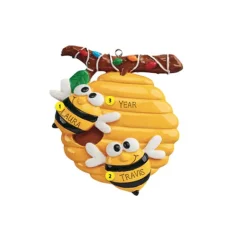 Flash Sale Personalized Bee Couple On Bee Hive Ornament Garden, Birds & Insects