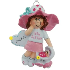 Fashion Personalized Big Sister Ornament - Brunette Family Members