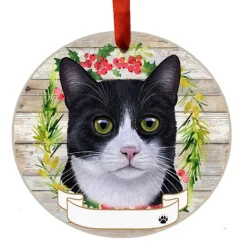 Cheap E & S Imports Personalized Black And White Cat Ornament