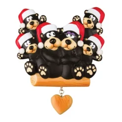 Hot PolarX Personalized Black Bear Sitting On A Log Family Of 6 Ornament