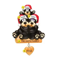 Shop PolarX Personalized Black Bear Sitting On A Log Family Of 3 Ornament