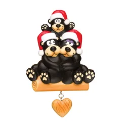 Shop PolarX Personalized Black Bear Sitting On A Log Family Of 3 Ornament