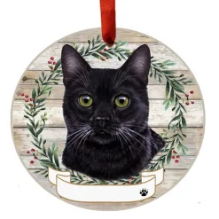 Store E & S Imports Personalized Black Cat Ornament