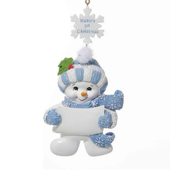 Discount Personalized Blue Snowman - Baby's 1St Christmas Ornament Baby