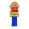 Hot Personalized Book Reader Ornament - Female, Blonde Hair School Days