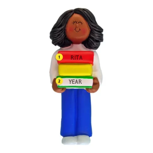 Hot Personalized Book Reader Ornament - African-American Female Hobbies & Activities