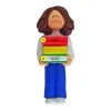 Sale Personalized Book Reader Ornament - Female, Brown Hair School Days
