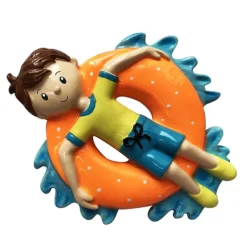 Cheap PolarX Personalized Boy In Inner Tube Ornament