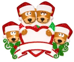 Hot PolarX Personalized Brown Bear Family Of 4 With Heart Ornament