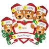 Store PolarX Personalized Brown Bear Family Of 5 With Heart Ornament
