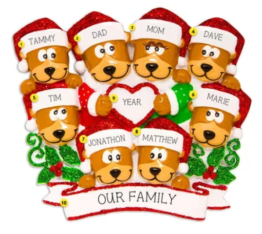 Shop PolarX Personalized Brown Bear Family Of 8 With Heart Ornament