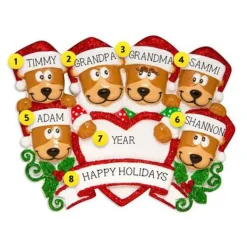 New PolarX Personalized Brown Bear Family Of 6 With Heart Ornament