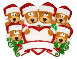 New PolarX Personalized Brown Bear Family Of 6 With Heart Ornament