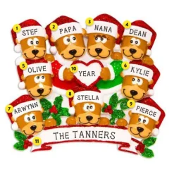 Cheap PolarX Personalized Brown Bear Family Of 9 With Heart Ornament