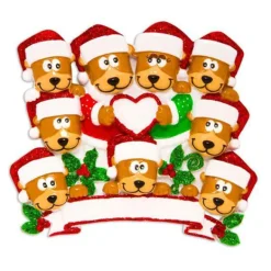 Cheap PolarX Personalized Brown Bear Family Of 9 With Heart Ornament