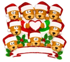 Cheap PolarX Personalized Brown Bear Family Of 9 With Heart Ornament
